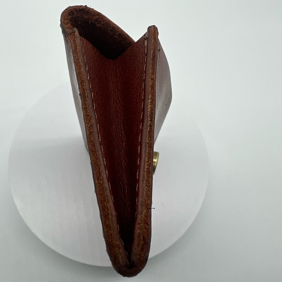 ROOTS VINTAGE Orange Brown Leather Brass Cardholder Unisex - Picture 6 of 10